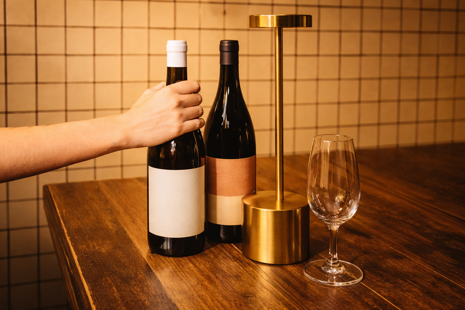 Wine bottles and glass